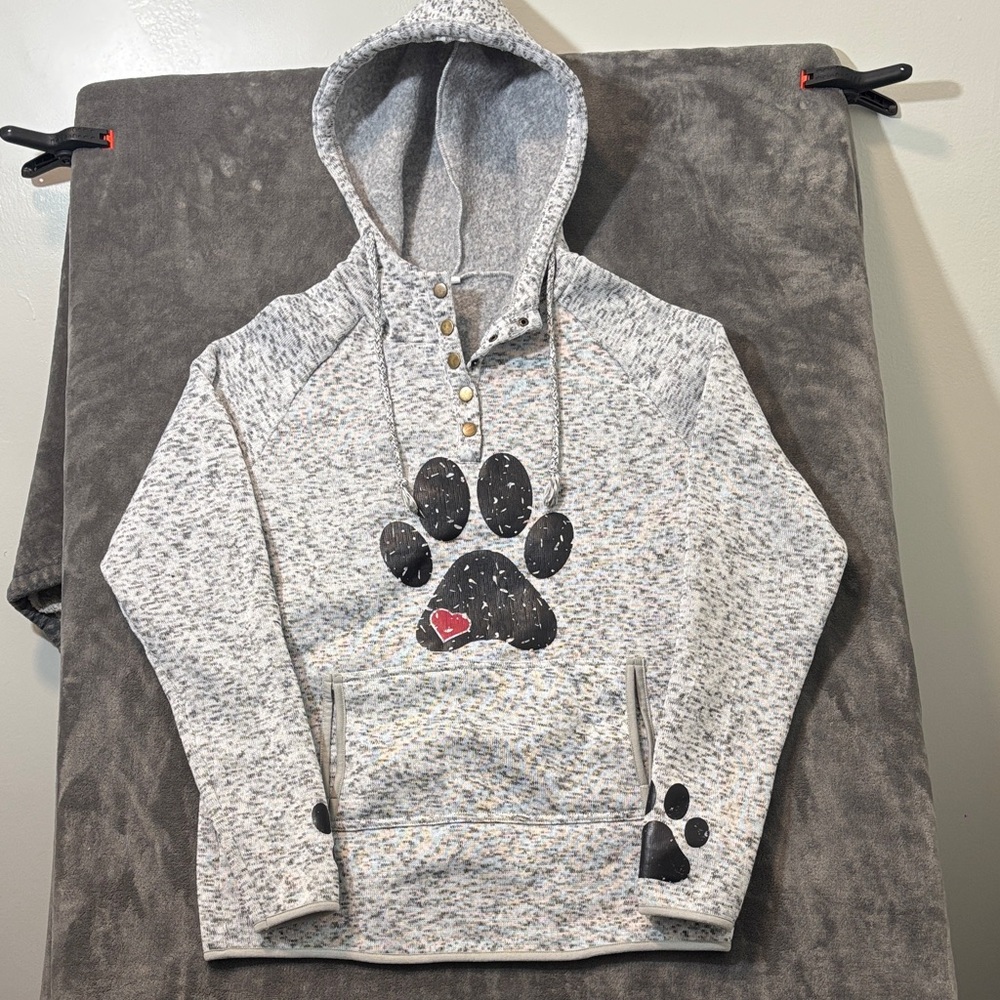 Gray Paw Print V-Neck Sweater